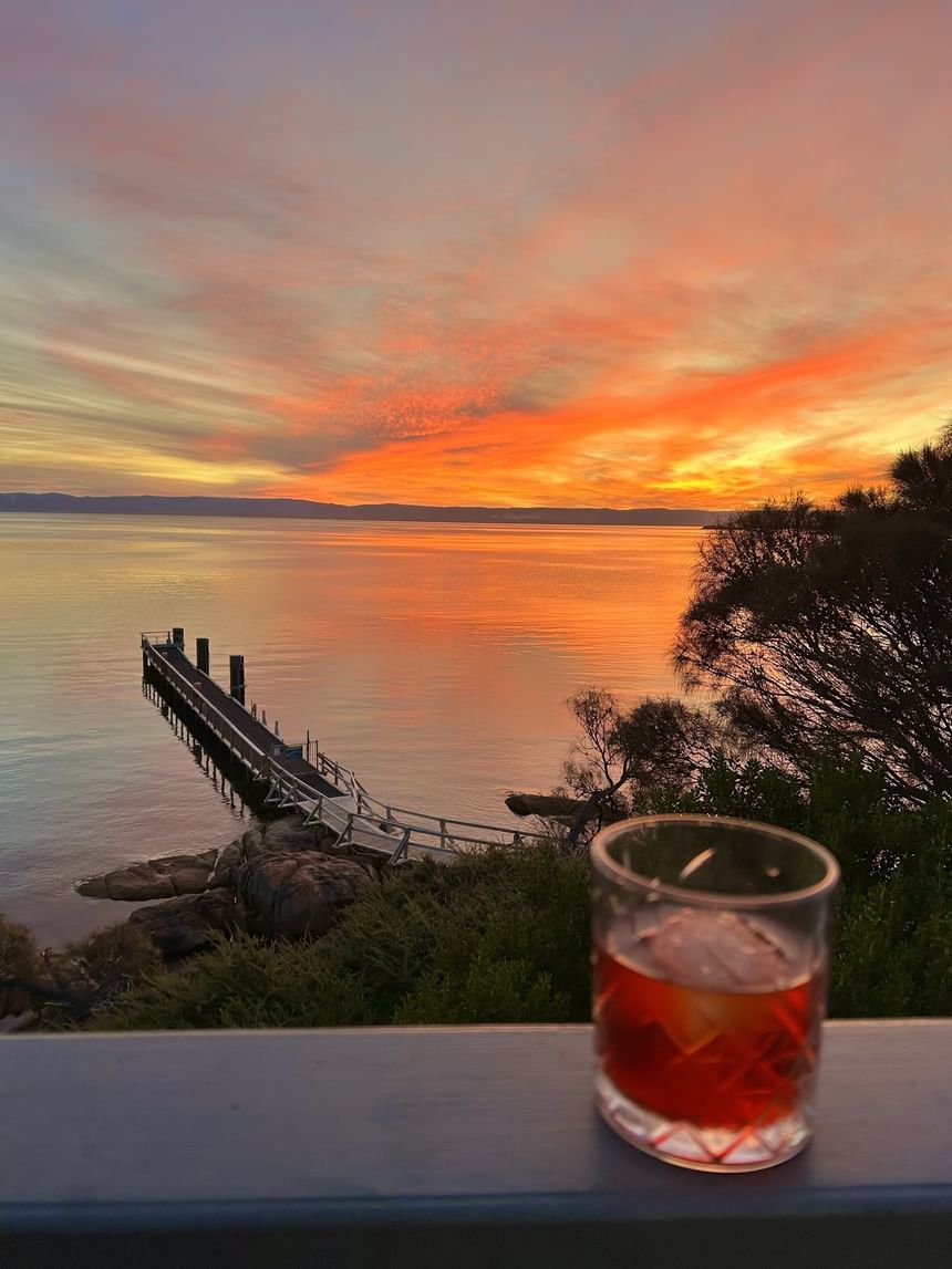 Looking out from Freycinet Lodge at sunset