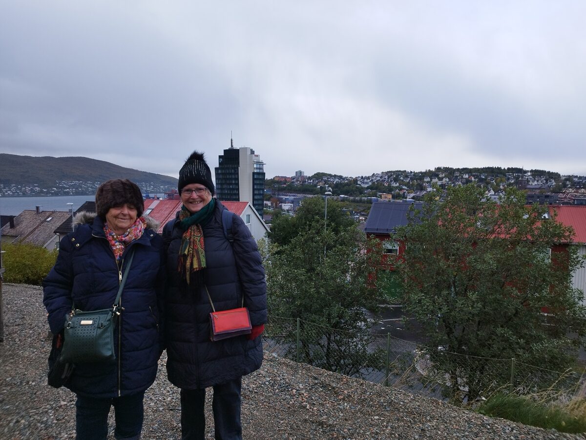 My Sister and I all rugged up for an early morning walk around Narvik in Norway