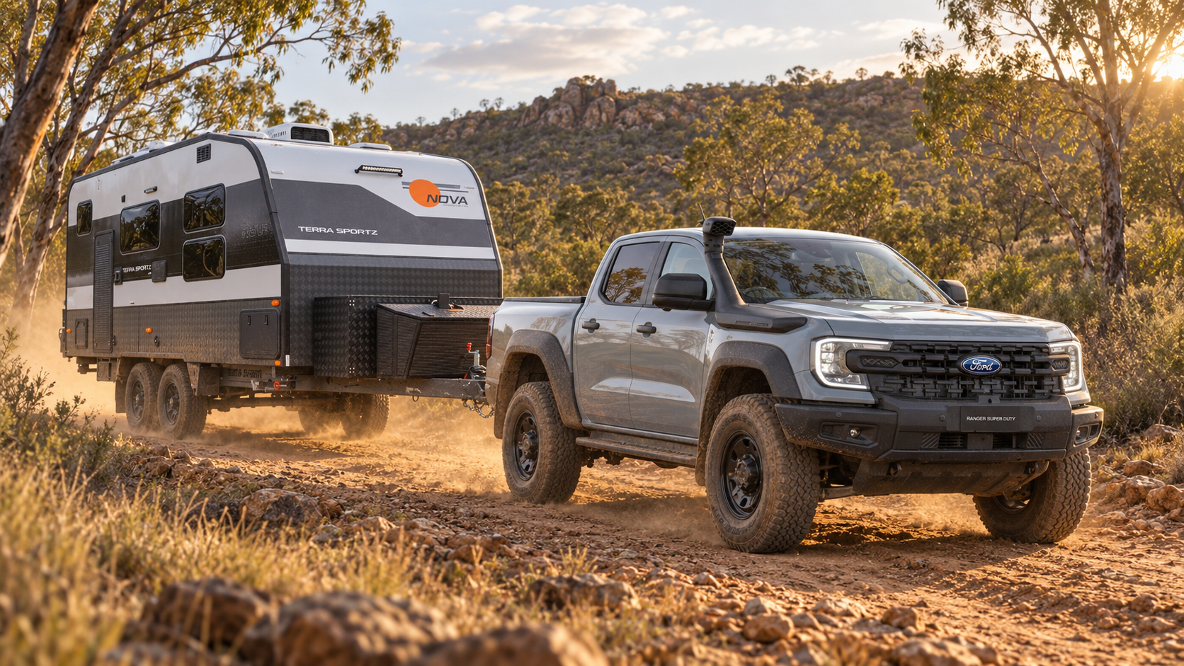 Ford Ranger Super Duty towing the Terra Sports from Nova Caravans